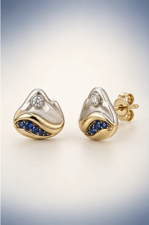 Corazón nevado — aretes, aretes