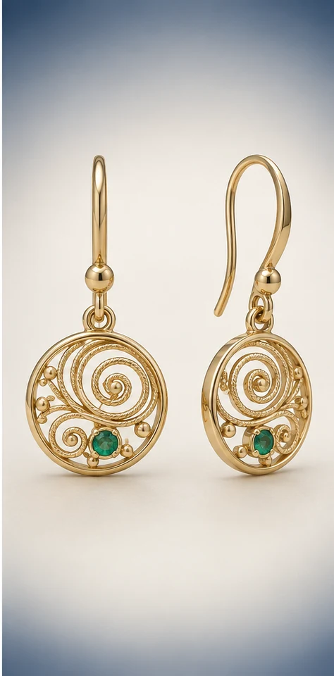 Filigrana del río — aretes, aretes